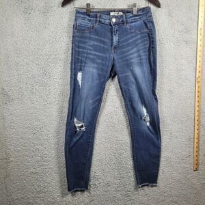 Refuge Distressed Blue Denim Jeans Size 6 Ripped Raw Hem High Rise‎ Womens